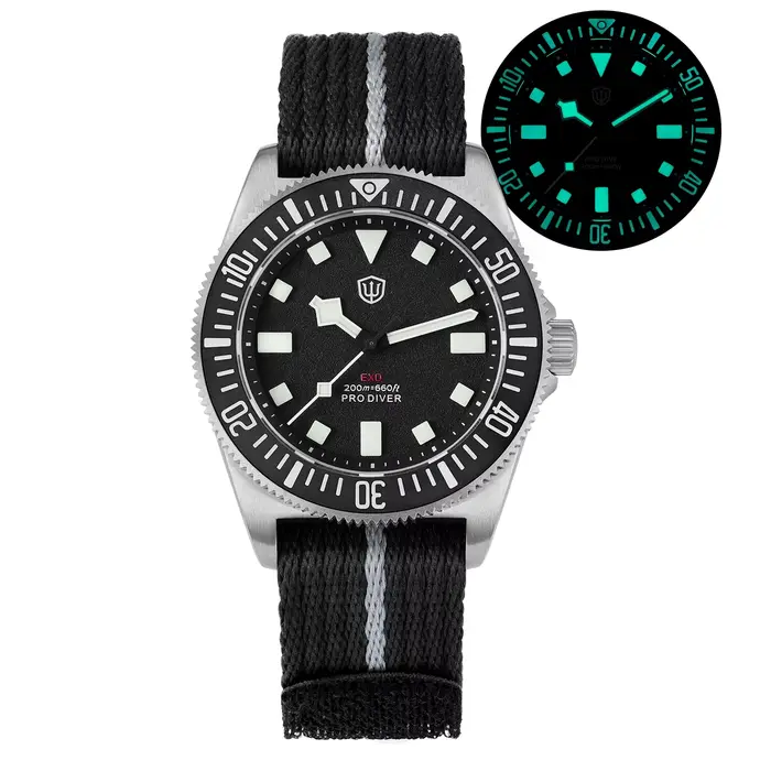 Watchdives EXD 40mm montre de plongée en titane VH31 balayage deuxième Movt saphir BGW9 Lume 200M WR