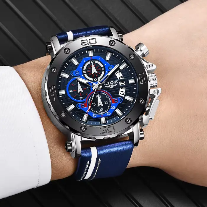 Montre LIGE 2025 Quartz Hommes Luxe Design Grand Cadran Élégant Occasions Spéciales