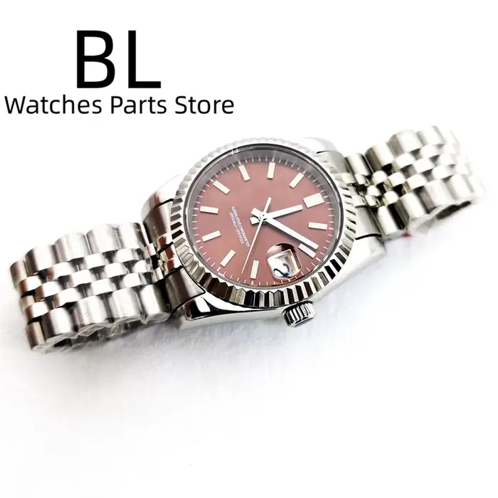 Montre mécanique BLIGER avec cadran marron luminescent, bracelet Jubilee, résistante à l'eau pour hommes occasions spéciales
