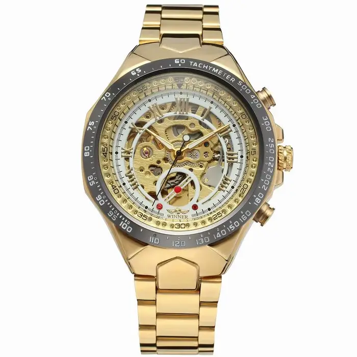 Nouvelle marque de luxe classique montre squelette en or pour hommes montres mécaniques bracelet en 