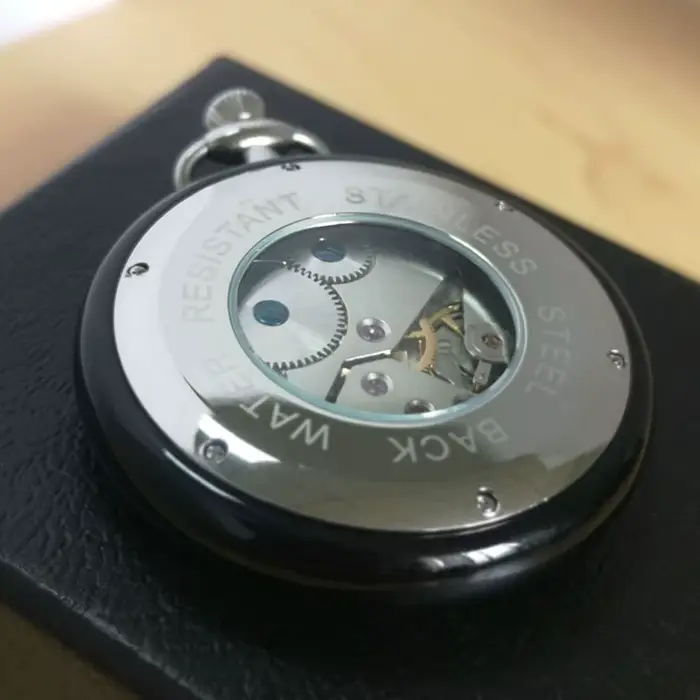 VIGOROSO montre de poche mécanique de luxe de haute qualité Jade et boîte en acier inoxydable