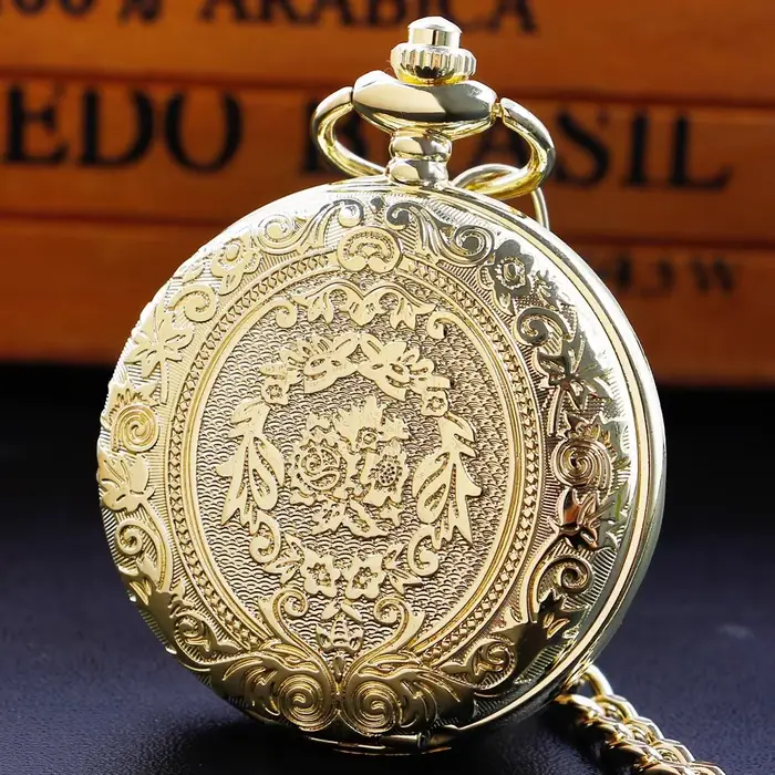 Montre de poche minimaliste Vintage en or de luxe, Antique, Vintage, chaîne à Quartz, pendentif, bij