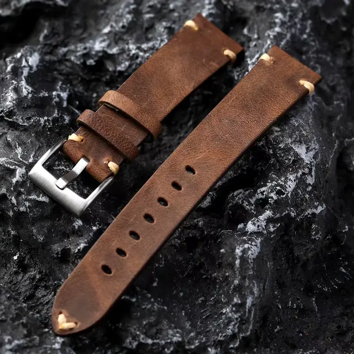 Bracelet de montre en cuir de vache de première couche vintage pour homme largeur 18 19 20 22 24mm occassions spéciales robuste et élégant