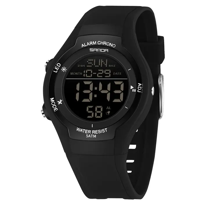 Montre SANDA numérique sportive résistante à l'eau avec affichage LED pour homme et femme occasions spéciales