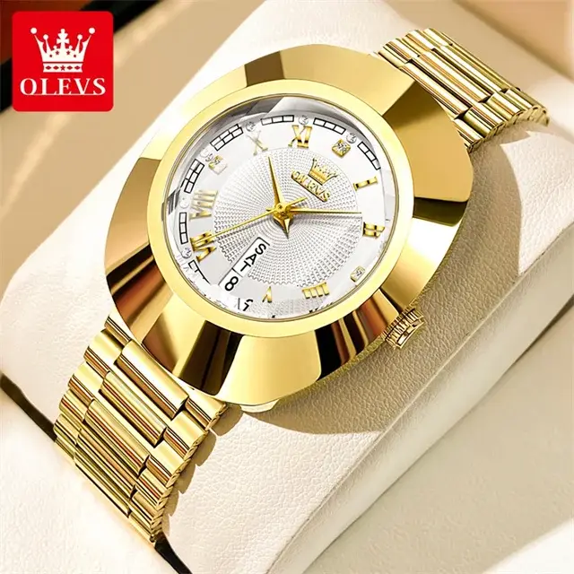 OLEVS montre à Quartz dorée pour femmes mode élégante boîtier en acier tungstène montres étanches de luxe Original dames