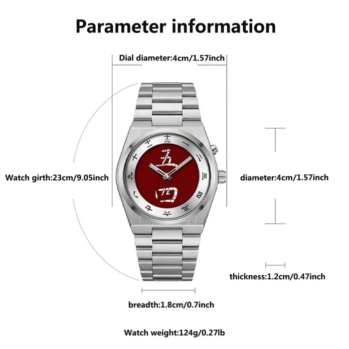 Montre à cadran caractères chinois quartz bracelet acier inoxydable homme usage quotidien élégante minimaliste décontractée