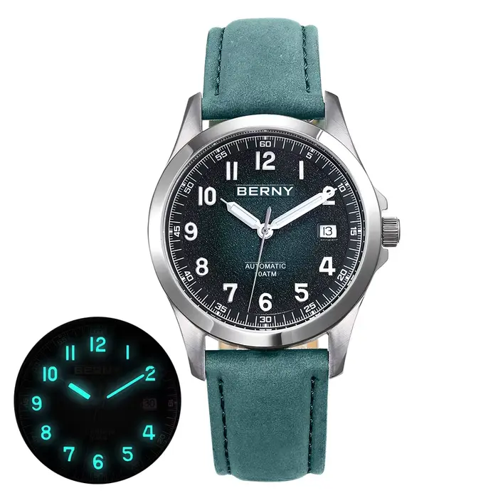 BERNY – montre automatique pour hommes, cadran givré, lumineuse, mécanique, originale, ST2130, montr