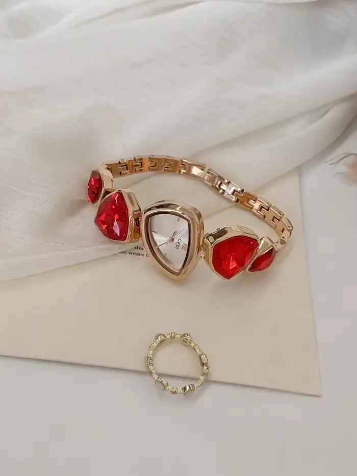 Montre à quartz rose pour femmes