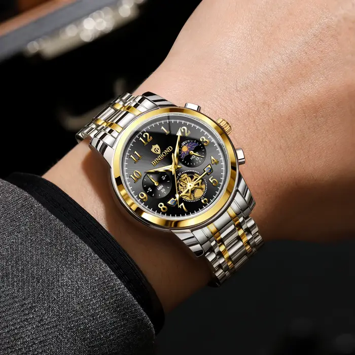 Montre de luxe homme chronographe lumineuse résistante à l'eau pour hommes quartz précise robuste occasions spéciales