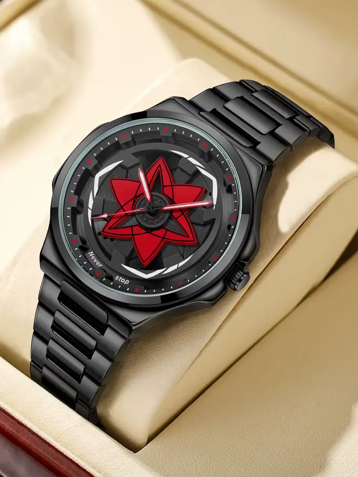 Montre à bracelet en acier pour hommes – Style Cool noir