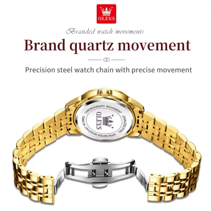 Montre OLEVS Luxe Quartz avec Calendrier Complet et Affichage Lumineux pour Femmes Occasions Spéciales Décontractée Élégante