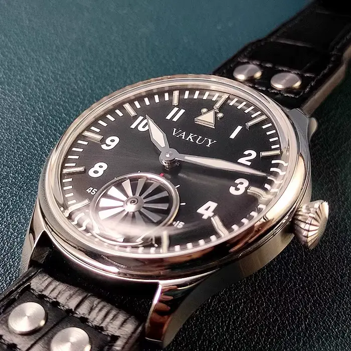 Montre mécanique manuelle pour hommes avec mouvement ventilation, cuir, boucle ardillon, résistante à l'eau, pour occasions spéciales et tenues décontractées
