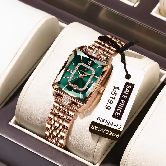 Montre en acier inoxydable POEDAGAR avec fonction de date automatique et résistance à l'eau pour femmes, élégante et polyvalente pour diverses occasions
