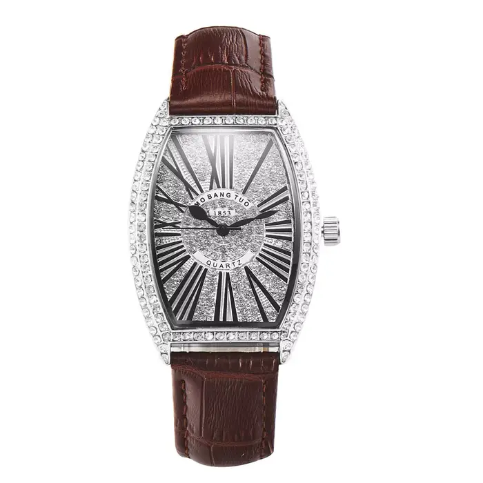 Montre-bracelet de luxe entièrement en diamant pour femme, marque supérieure, biscuits, quartz, tonn