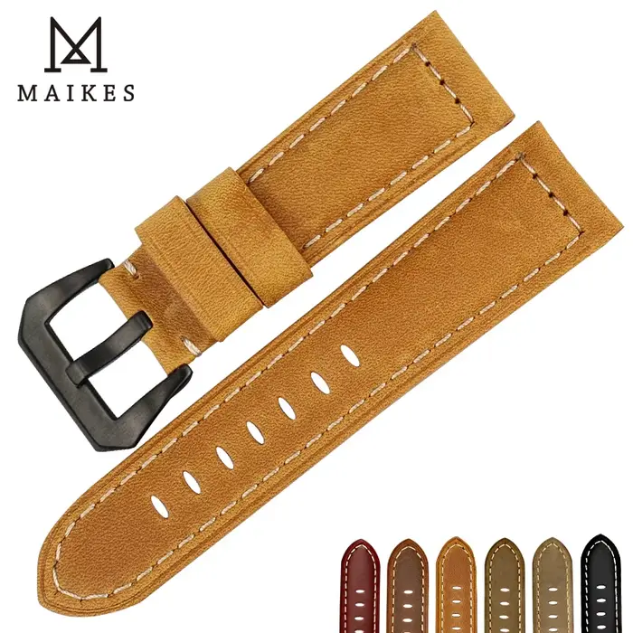 Bracelet de montre vintage MAIKES en cuir véritable pour montres traditionnelles styles classiques occasions spéciales