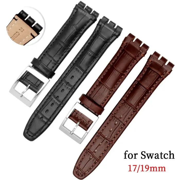 Bracelet en cuir véritable HQstrap pour montres traditionnelles hommes femmes largeur 17mm 19mm cuir noir jaune vert bleu de charbon occasions sport élégantes