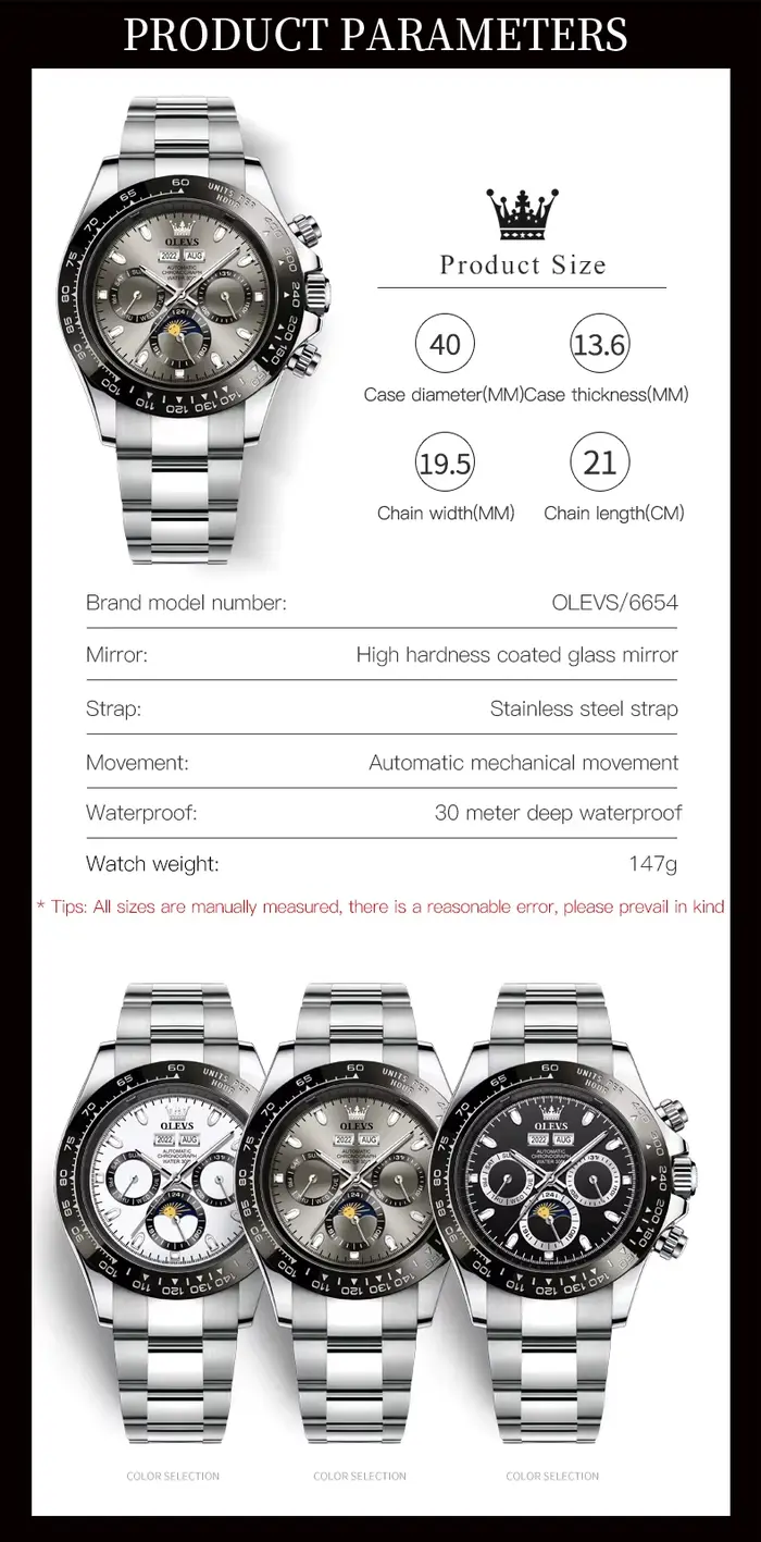 OLEVS montre mécanique automatique pour hommes TOP marque originale en acier inoxydable lumineux étanche Date homme montre-bracelet ensemble de luxe