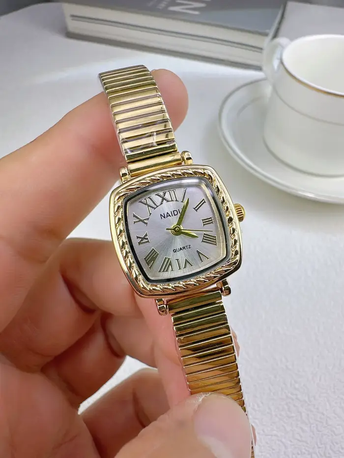 Vintage femmes or argent cadran carré romain montre à Quartz mode bambou bande montre-bracelet Relogio horloge dames livraison directe