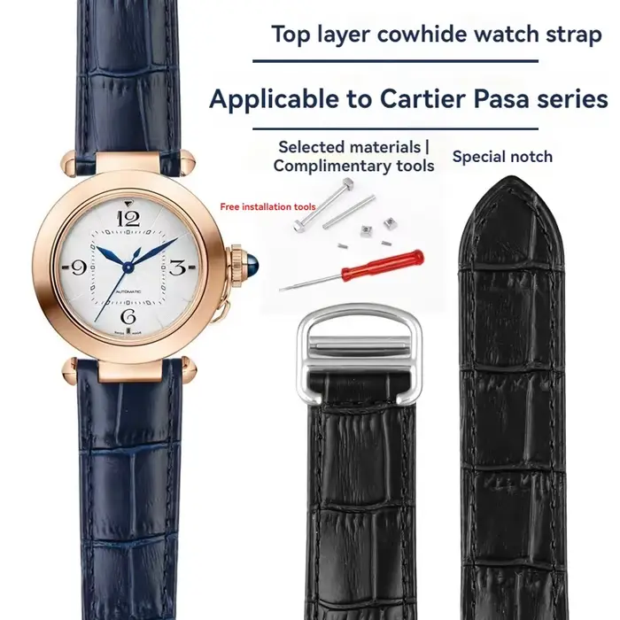 Bracelets de montre en cuir de vache pour hommes et chaînes