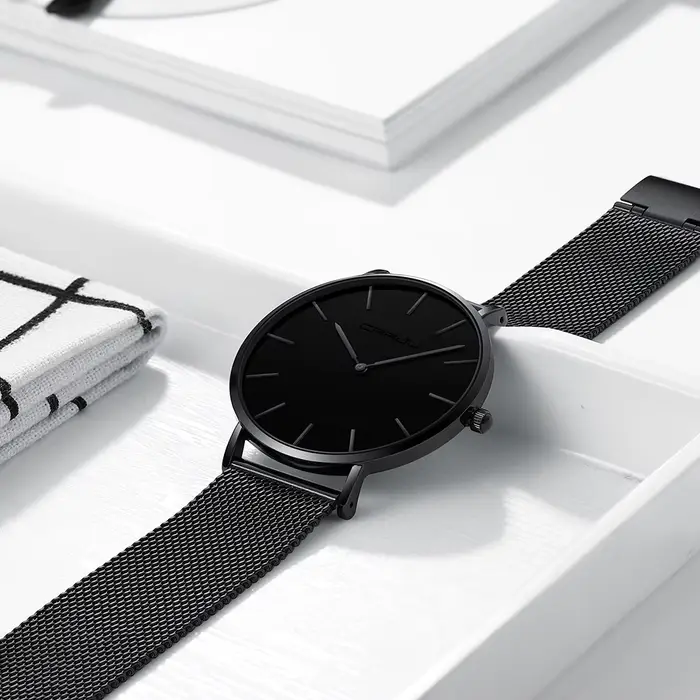 CRRJU nouvelle mode hommes montres haut de gamme de luxe Sport étanche Simple Ultra-mince