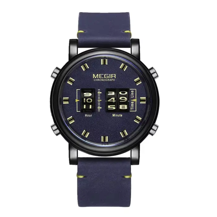Montres à aiguilles rotatives, montre de sport militaire pour frère, bracelet en cuir, montre-bracel