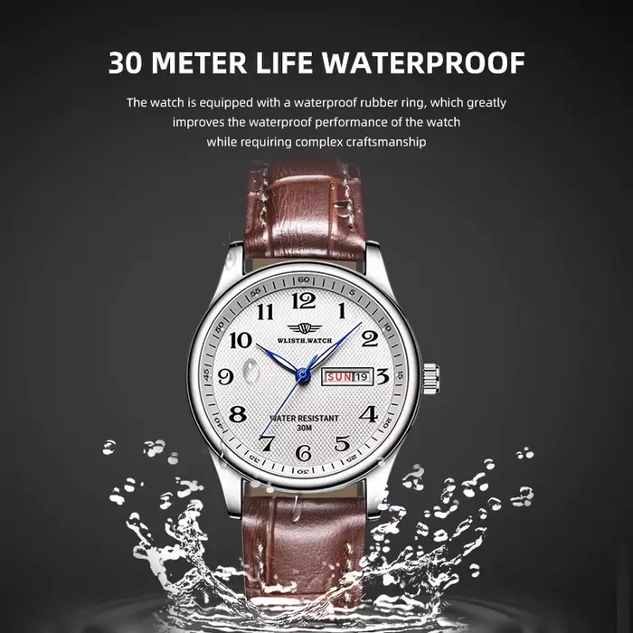 Montre d'affaires homme rétro quartz calendrier complet affichage chiffres romains étanche pour occasions spéciales