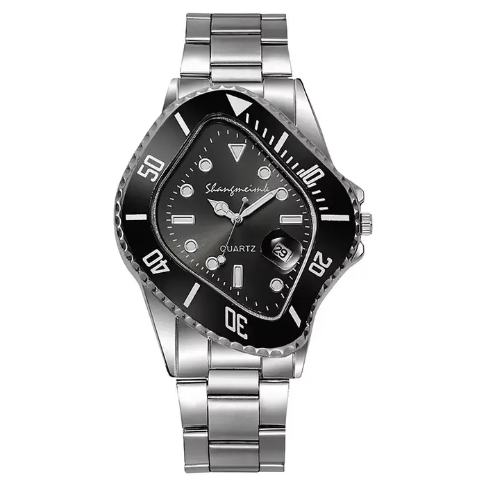Montre pour hommes inhabituel Conceptual Crash fondant boîtier en forme de torsion montre-bracelet à Quartz homme homme rhombique vert horloge Reloj Hombre