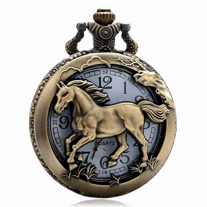 Montre de poche Vintage cheval Animal creux