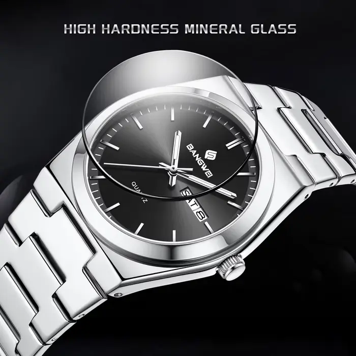 Montre d'affaires élégante pour femme avec mouvement à quartz, résistante à l'eau, calendrier complet et design moderne