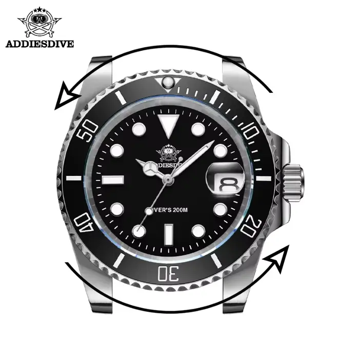 ADDIESDIVE montres à Quartz de plongée pour hommes lunette en céramique en acier inoxydable 316L montre-bracelet étanche rétro C3 montre analogique lumineuse