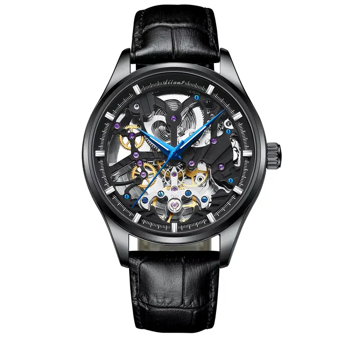 Montre Homme AILANG de Luxe, Montre Mécanique Automatique Squelette Tourbillon en Or Rose pour Homme