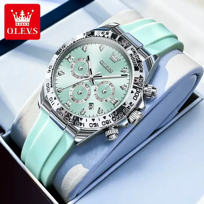 Montre OLEVS élégante pour femmes résistante à l'eau avec bracelet en silicone quartz pour diverses occasions et styles
