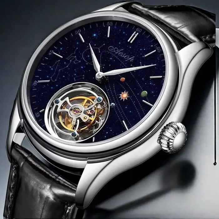 AESOP hommes de luxe véritable Tourbillon volant mécanique saphir montre étanche squelette montres