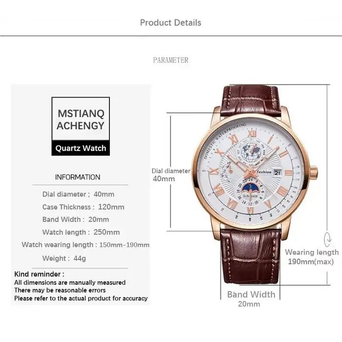 2024 hommes montre haut tendance luxe Sport montre-bracelet pour homme étanche lumineux en cuir Date montres à Quartz