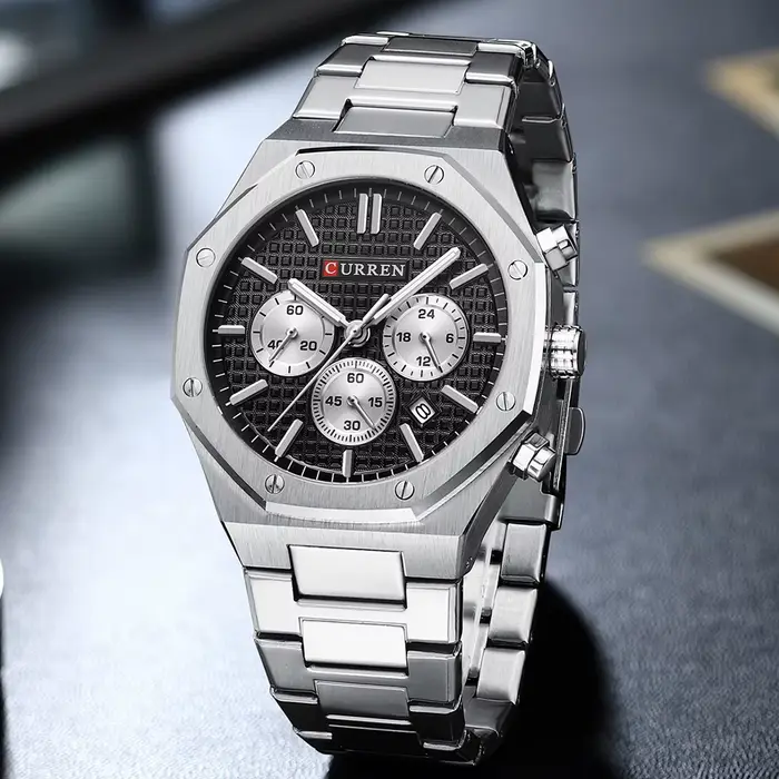 CURREN montres pour hommes mode sport étanche chronographe conception octogonale Quartz lumineux