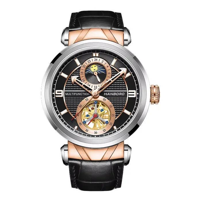 Montre mécanique HANBORO Extraordinary Master Series pour homme avec affichage squelette et résistance à l'eau pour différentes occasions