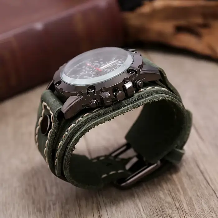 Montres à Quartz pour hommes montre-Bracelet de luxe 2024 bracelet en peau de vache montre de Style Punk