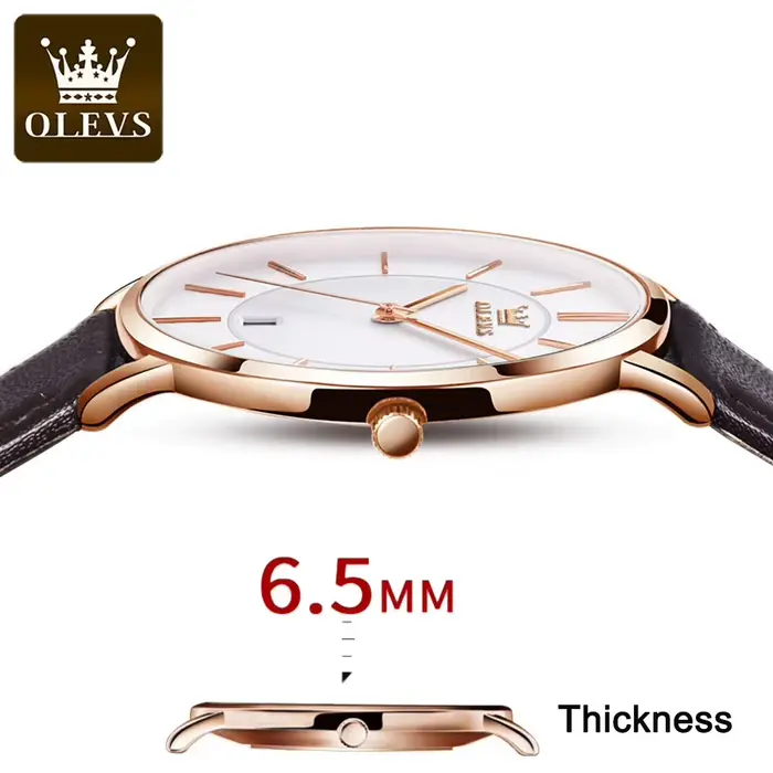 Nouvelle montre OLEVS Quartz pour hommes ultra-mince 6.5mm minimaliste résistante à l'eau avec affichage de date pour occasions professionnelles et décontractées