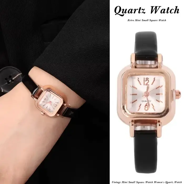 Offres spéciales femmes montre petit cadran carré mince bracelet en cuir dames montre-bracelet élégant Quartz femme montres décontracté reloj mujer