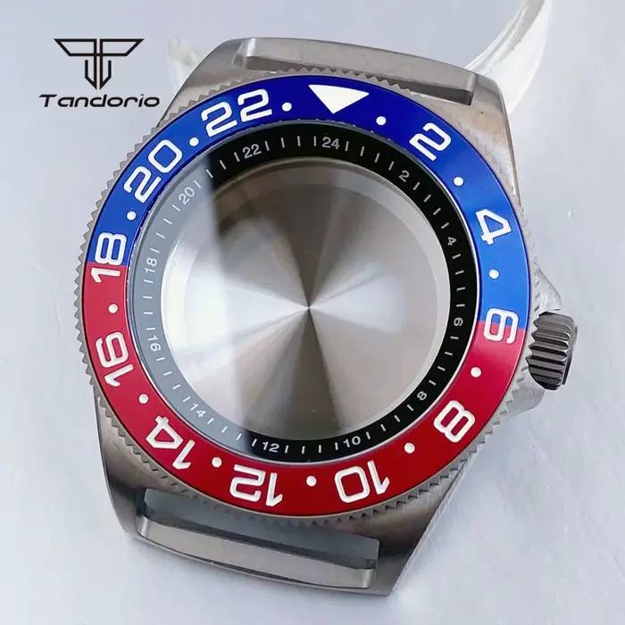Boîtier de montre de plongée en titane 42mm GMT NH34, lunette 24H + anneau de chapitre, verre saphir