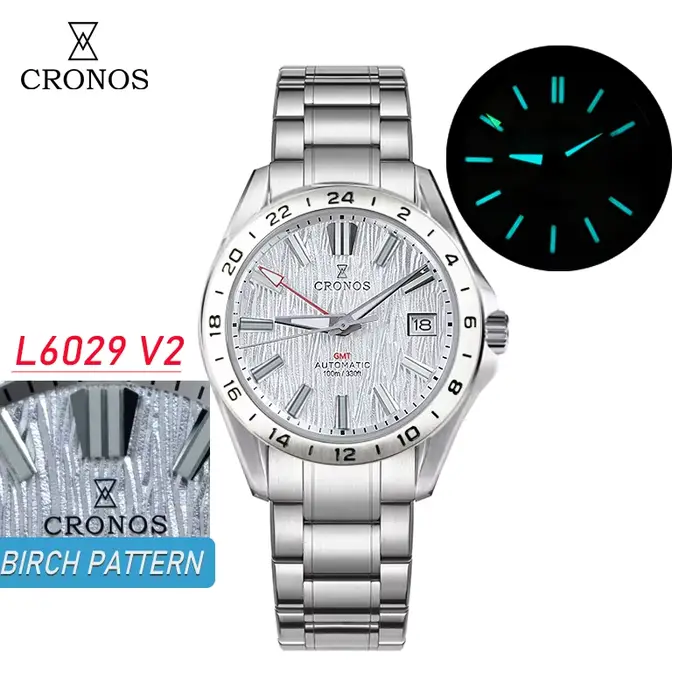 Cronos GS 39mm Texture cadran mécanique hommes montre NH34 automatique