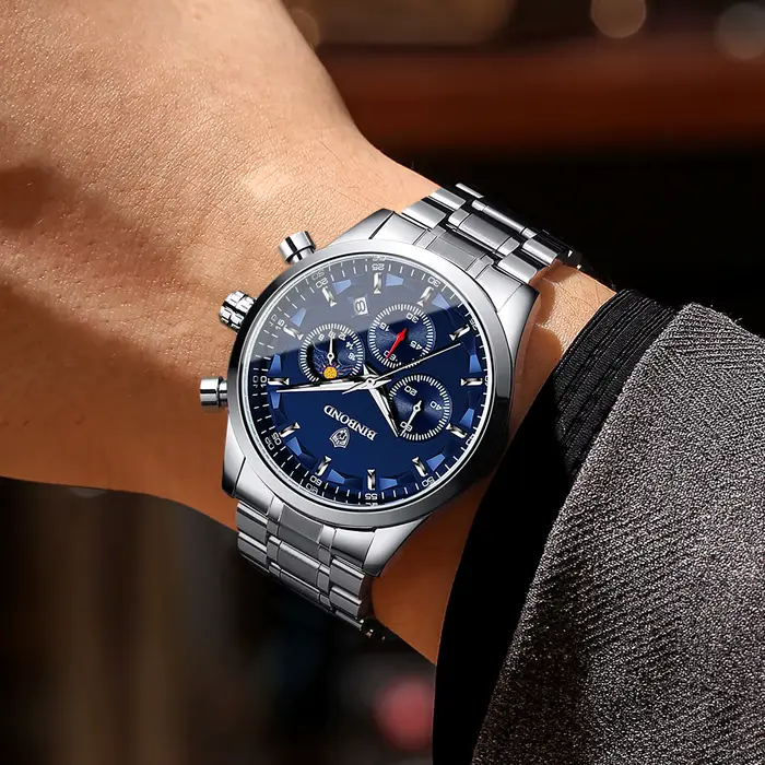 Montre-bracelet à quartz de luxe BINBOND pour homme