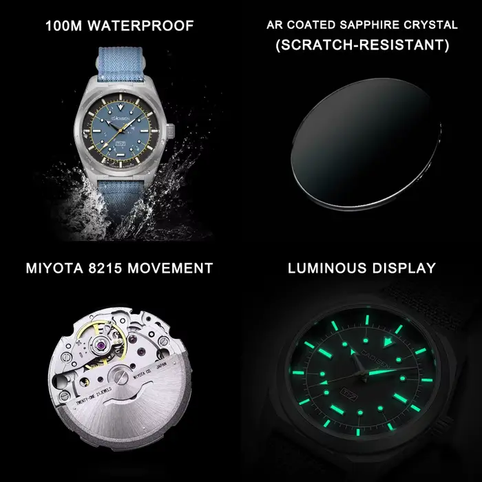 CADISEN TI-7 Autodyne montre-bracelet mécanique automatique en acier titane pour homme