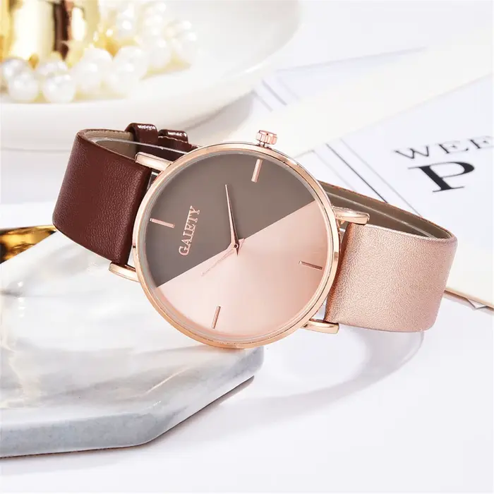 Ensemble de montres pour femmes, mode de luxe, coutures géométriques, Style Quartz, bracelet en cuir