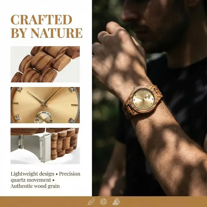 Montre en bois faite à la main pour femmes, élégante et résistante avec mouvement quartz pour diverses occasions