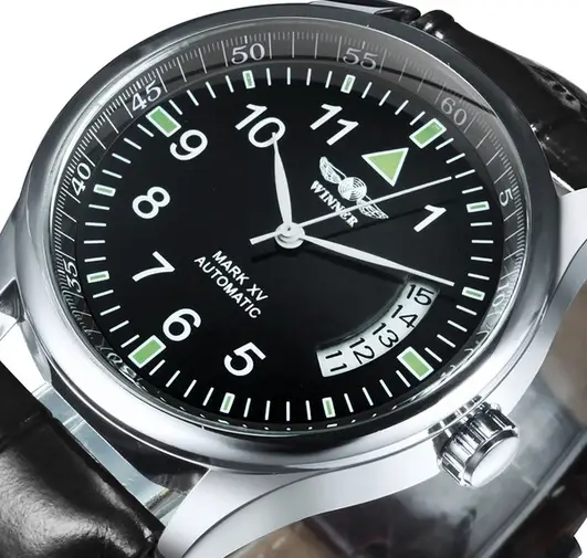 Montres mécaniques automatiques pour hommes avec bracelet en cuir