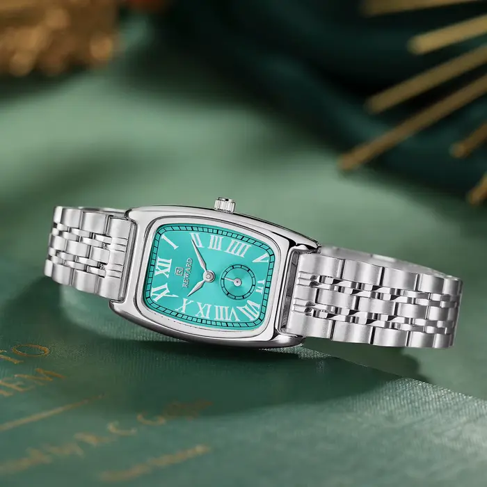 Montre REWARD en acier inoxydable pour femme avec mouvement quartz rectangle élégante résistante à l'eau et lumineuse pour occasions spéciales