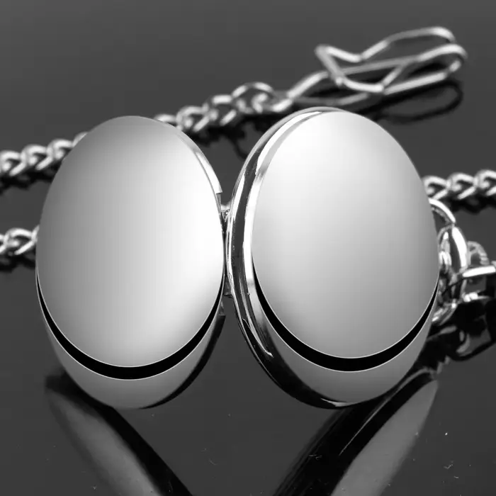 Montre de poche en argent lisse de luxe RUNERR avec chaîne unisexe pour hommes et femmes occasions spéciales