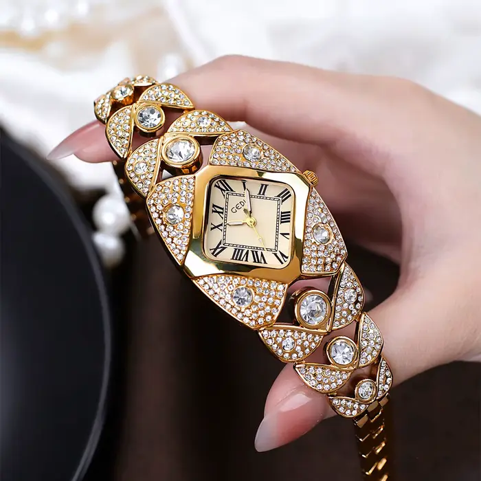 Montre pour femmes GEDI luxe léger diamants incrustés bracelet haut de gamme étanche rétro mode montre à quartz cadeau pour femmes occasions spéciales