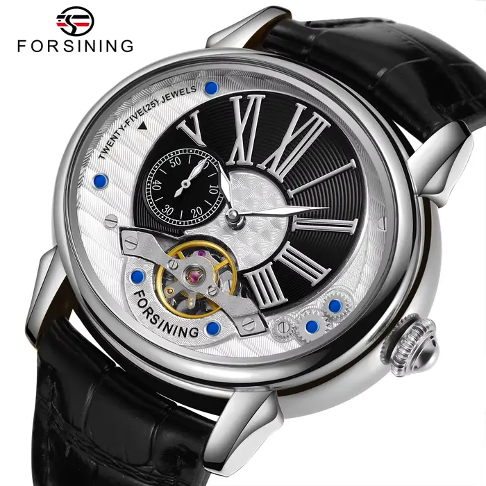 Forsining-Montres Mécaniques Automatiques en Cuir pour Homme